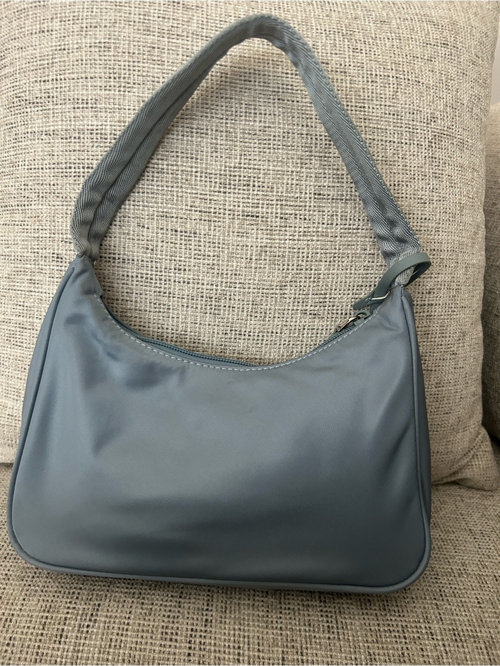 Prada Gray Nylon Shoulder Bag with Triangle Logo - Picture 2 of 3